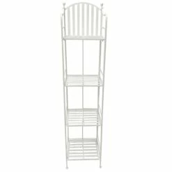 Budget 🤩 Santa's Workshop Iron 4-Tier Shelf In Antique White 🔔