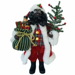 Flash Sale 🤩 Santa's Workshop 15" Black Tartan Plaid Santa 👍